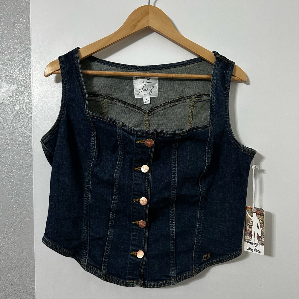 Wrangler® x Lainey Wilson Pony Up Bustier Denim Top - L
